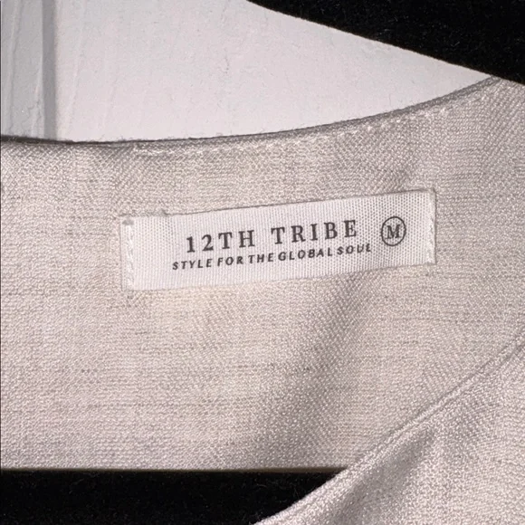 12th Tribe Vela Natural Linen Mini Dress Cream Size M - Picture 8 of 10